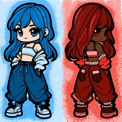 girl in crop top and baggy pants