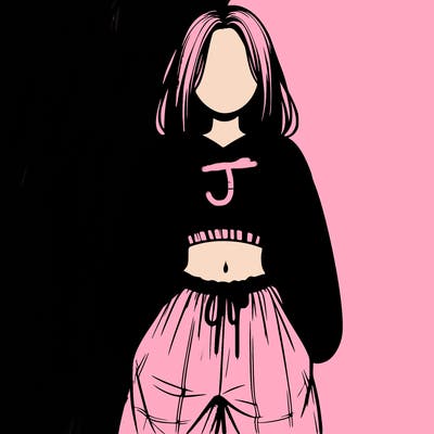realistic girl faceless with baggy pants and a crop top
