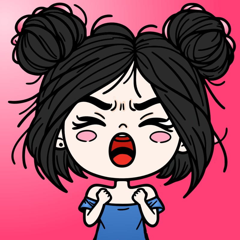 passionate girl with her hair is two messy bun