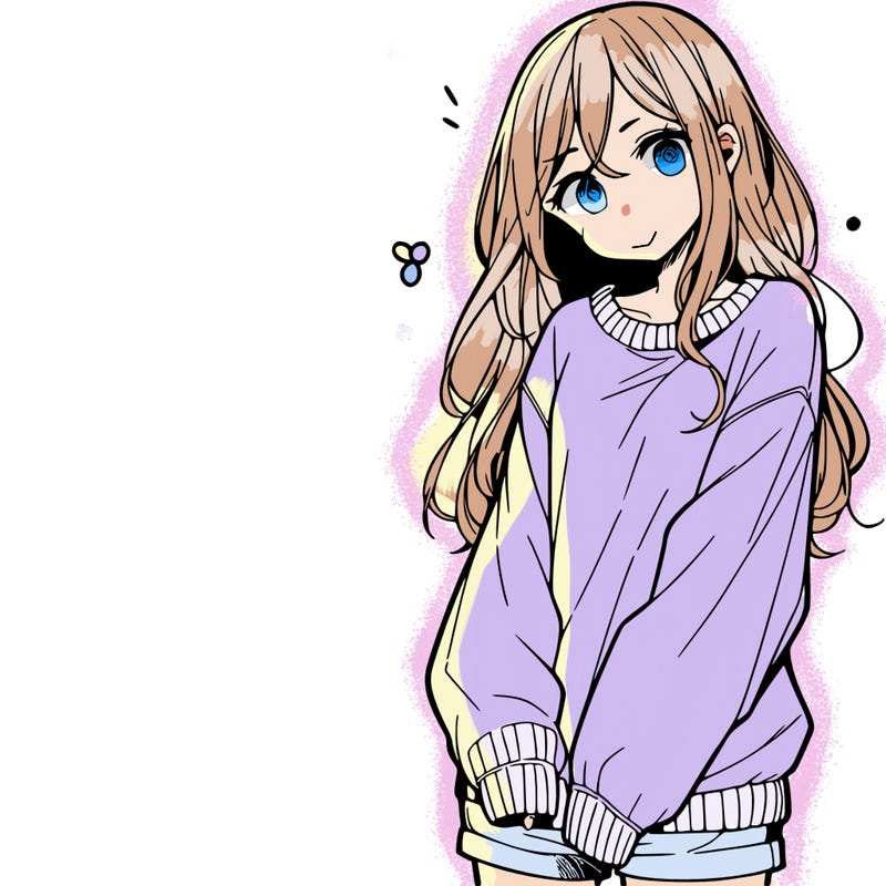 manga teen girl  in a sweater and baggy pants