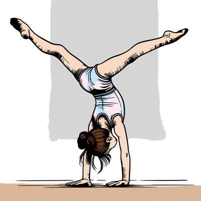 realistic gymnastic hand stand girl in four splits