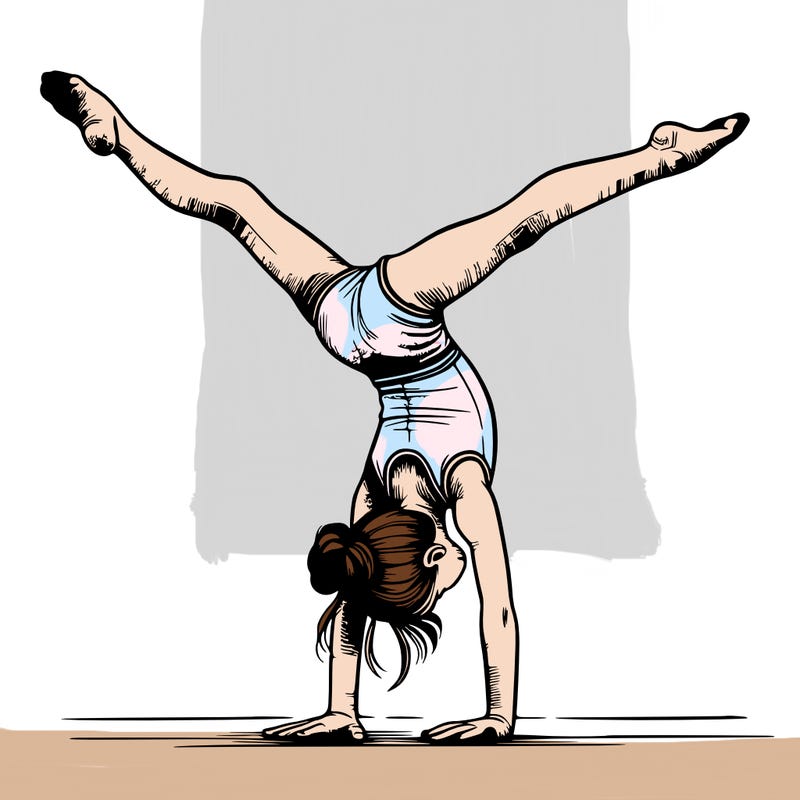 realistic gymnastic hand stand girl in four splits