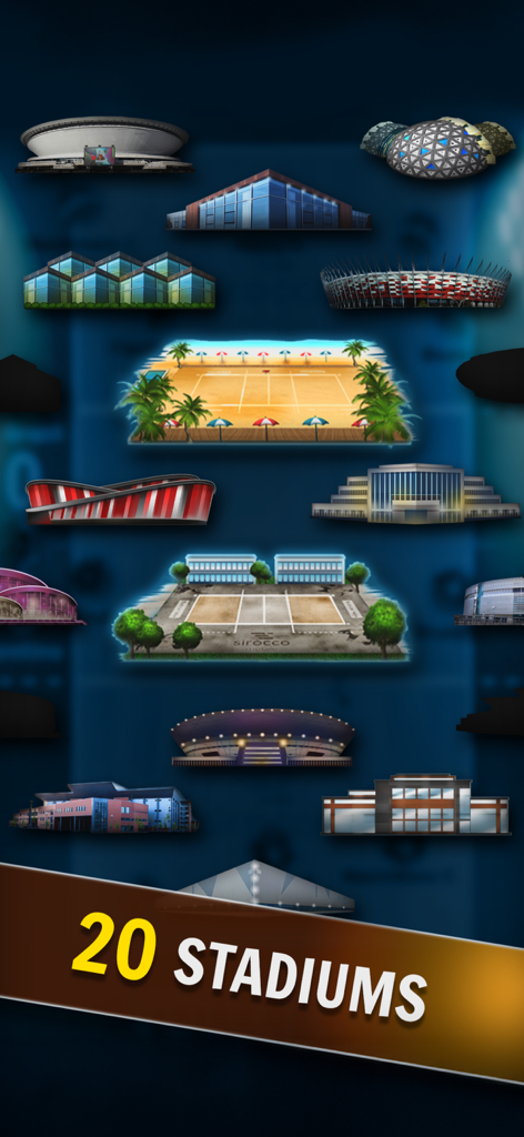 Volleyball Championship - 게임 내에서 이용 가능한 20가지 실내 및 실외 배구 경기장 및 아레나 쇼케이스.