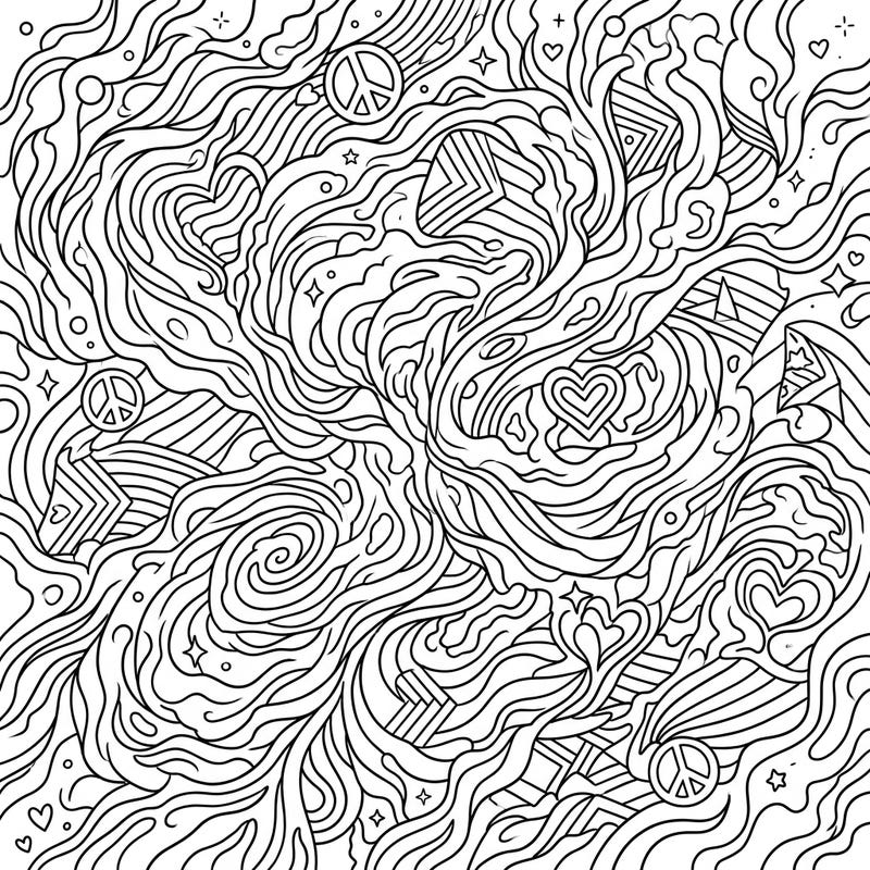 Dive into a universe of creativity with this intricate Nebula Patterns coloring page, beautifully blended with symbols of Pride. Perfect for celebrating love, diversity, and community through mindful coloring.