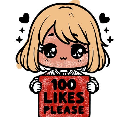 cute girl holding a sign saying 100 likes please