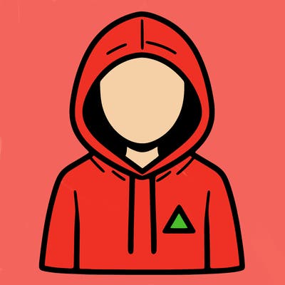 a person with non face waering a hoodie with a small triangle symbol