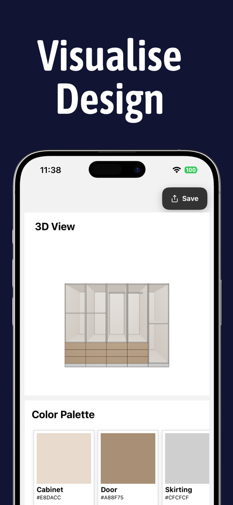 Closet Design App - 3D closet design visualization and color palette selector in the ClosetMaker app