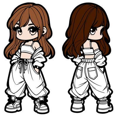 girl in crop top and baggy pants