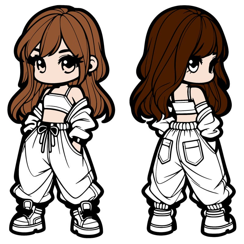 girl in crop top and baggy pants