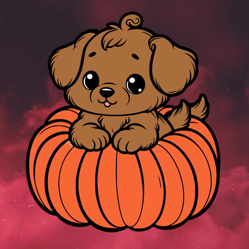 cute little puppy in a pumpkin