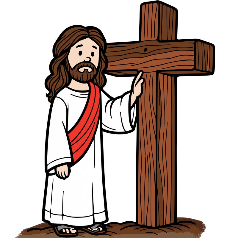 jesus standing beside the cross