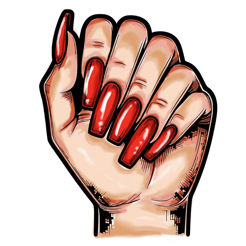 realistic hand with square nails