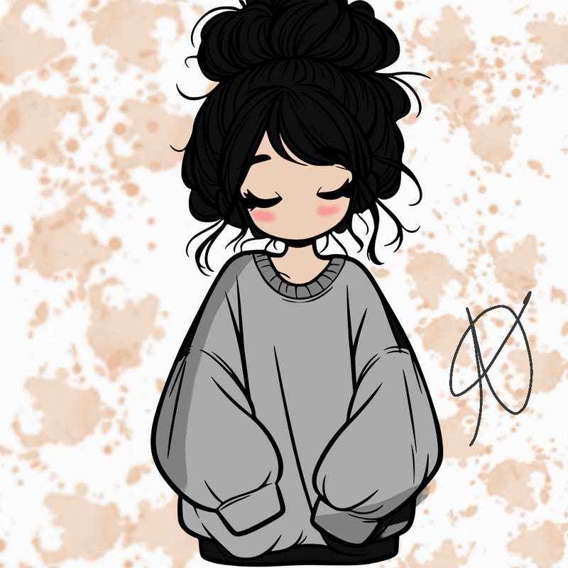girl with baggy sweatshirt and messy bun