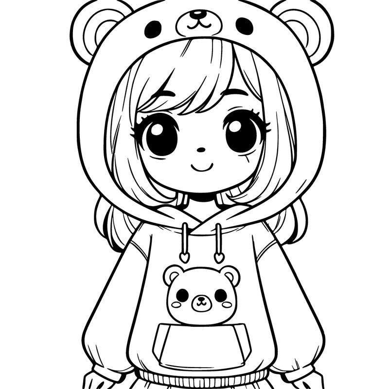 girl in cute bear hoodie