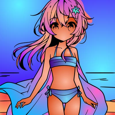 anime girl in a small swim suit