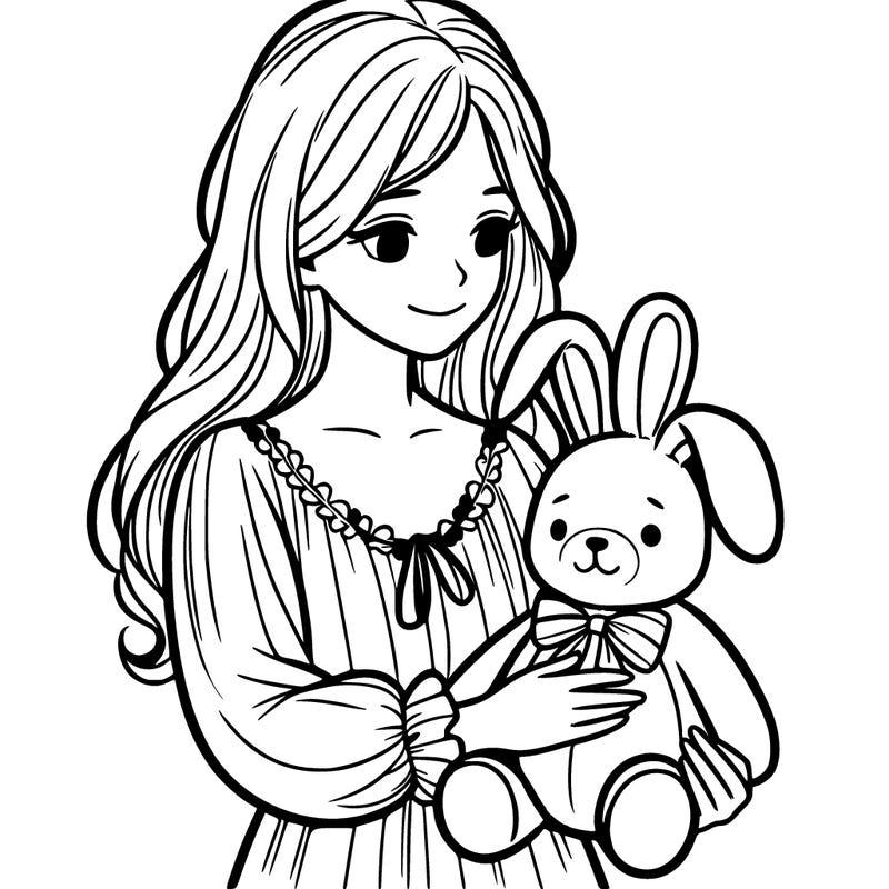 woman holding stuffed bunny