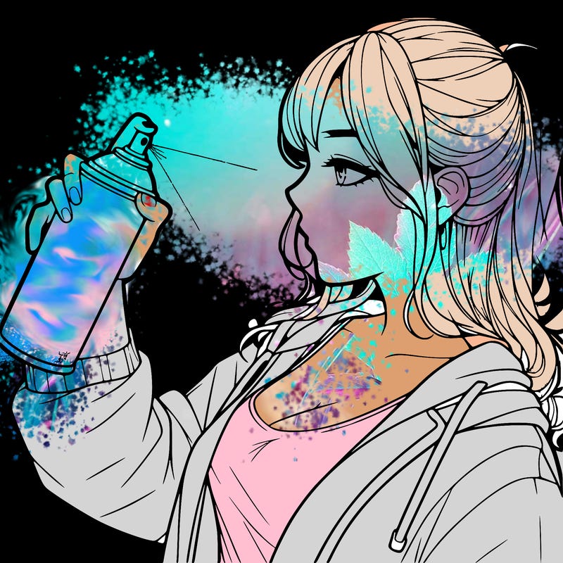 a realistic girl spray, painting