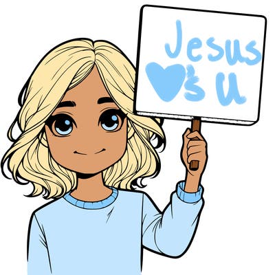 realistic girl holding up a sign