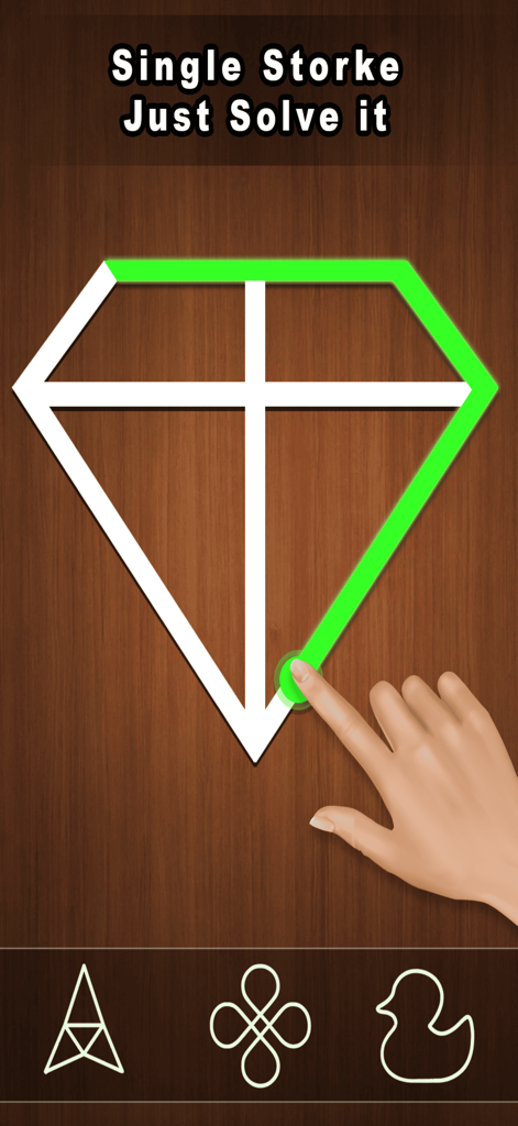 Mini Fidget Toys & Pop it Game - A hand drawing a diamond shape with a single green stroke in a puzzle game