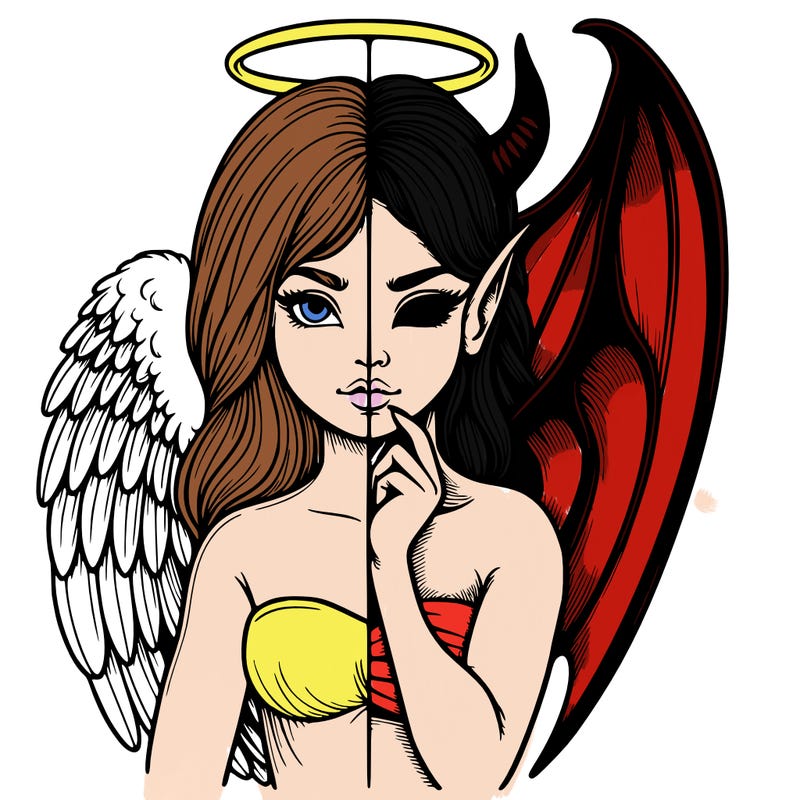 realistic angel half demon
