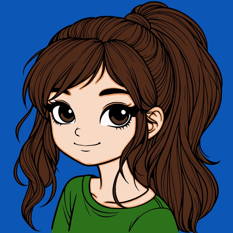 realistic girl with ponytail