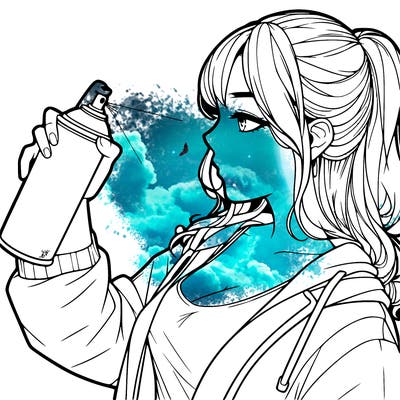 a realistic girl spray, painting