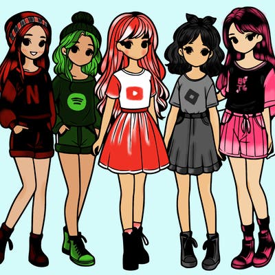 a group of five girls
