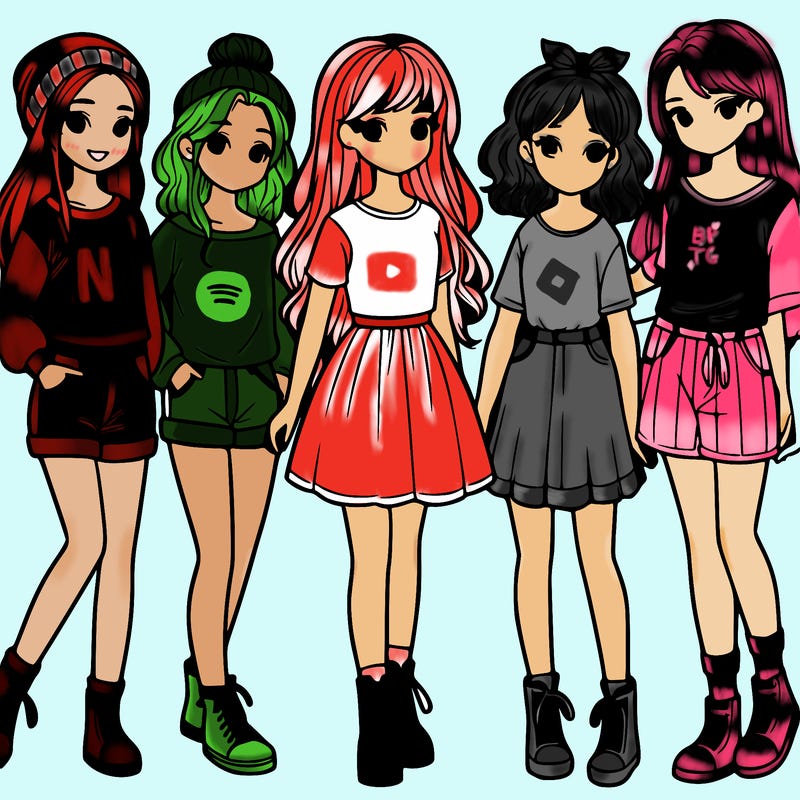 a group of five girls