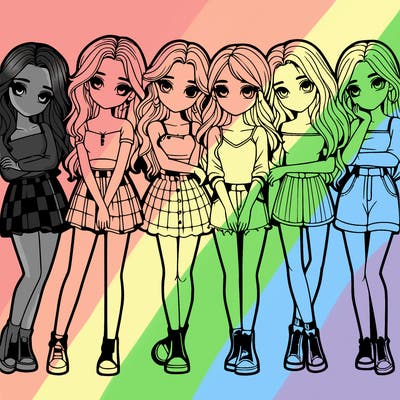 a group of girls realistic