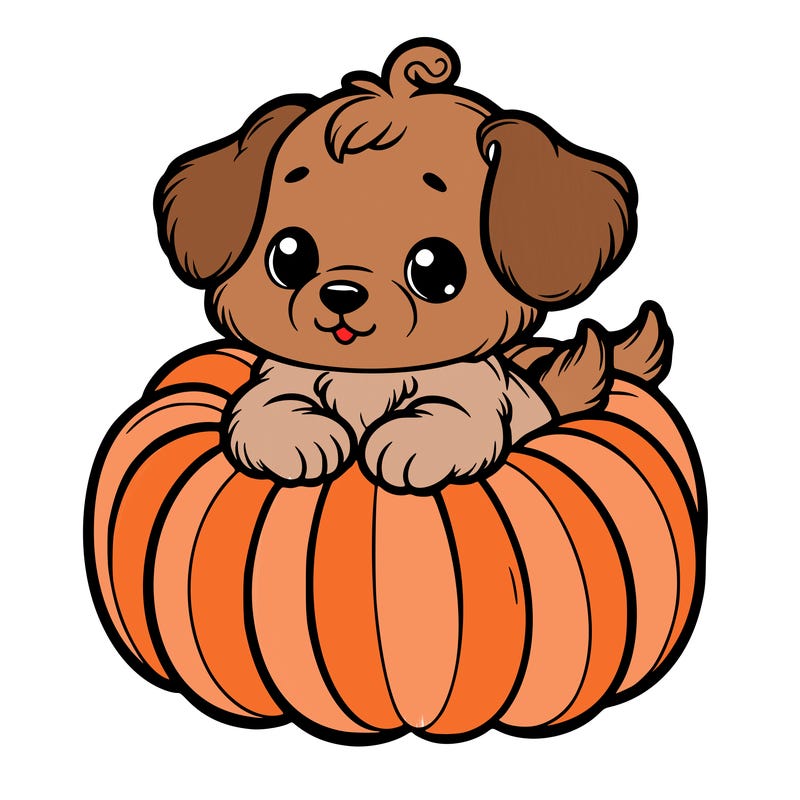 cute little puppy in a pumpkin