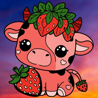 cute strawberry cow