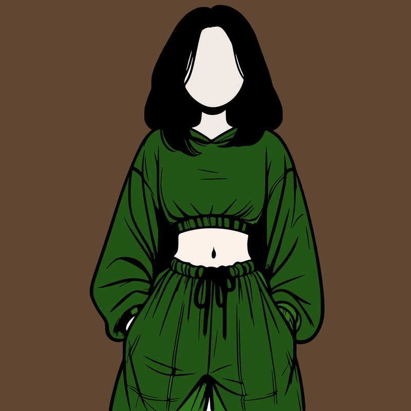 realistic girl faceless with baggy pants and a crop top