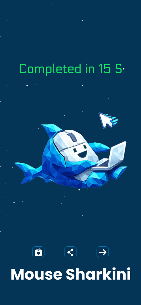 Brainrot Poly333: Retro Puzzle - Completed 3D poly art puzzle of Mouse Sharkini a shark and computer mouse hybrid character