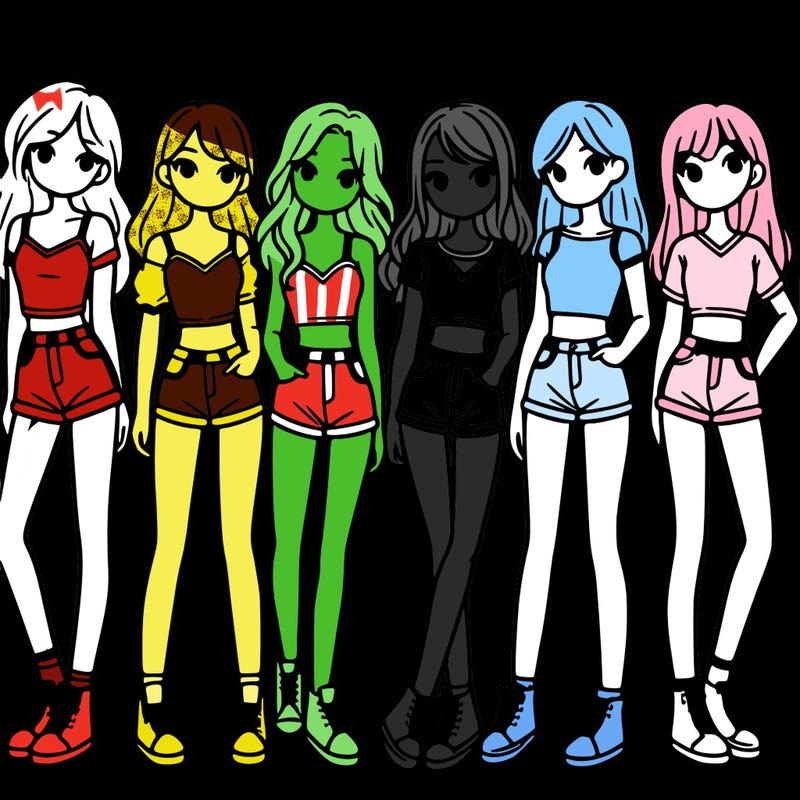 a group of girls wearing crop tops and shorts