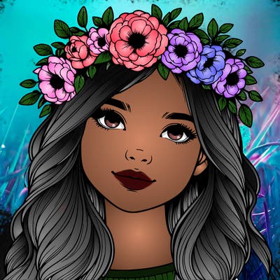 realistic girl with flower crown