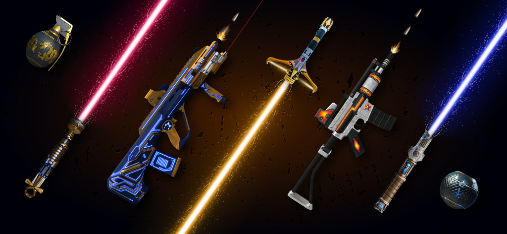 Real Gun Sounds Simulator. - Armas futuristas y sables de luz brillantes con efectos de disparo del Simulador de Sonidos de Armas Reales