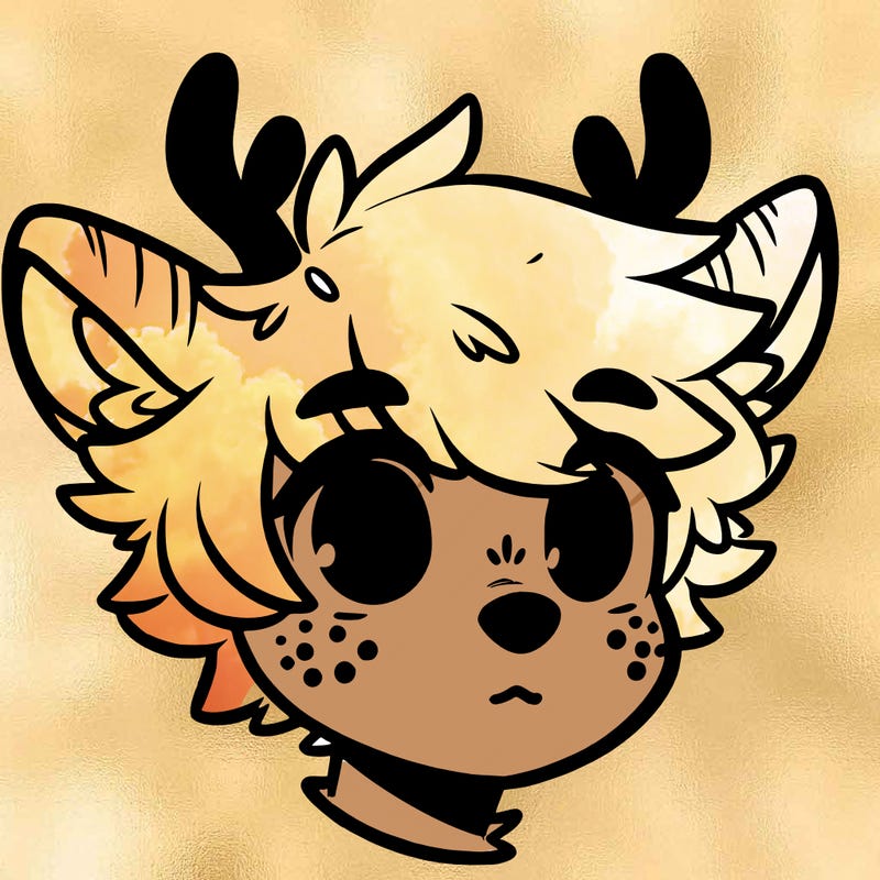 a humanoid deer with soft fluffy ears