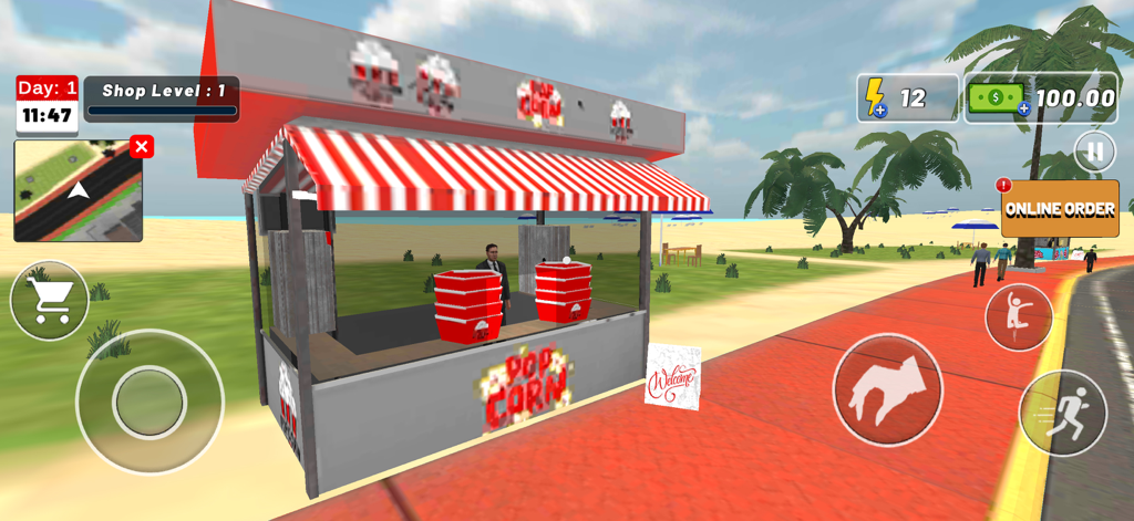 Multi Market Sim: Go & Deliver - Managing a popcorn stall in Multi Market Sim simulation game