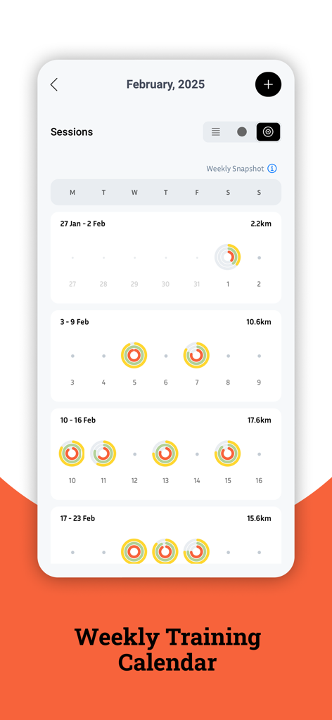 Swimpion: Swimming App - Swimpion app weekly training calendar showing swim session progress and distances.