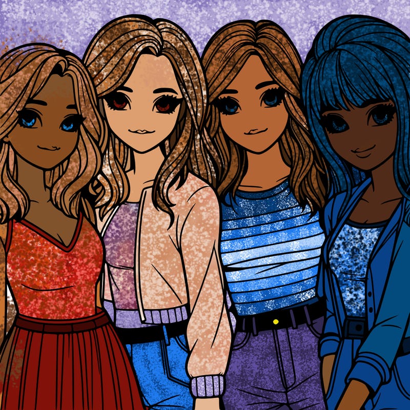 a group of girls realistic