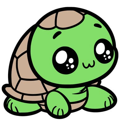 cute little animated turtle