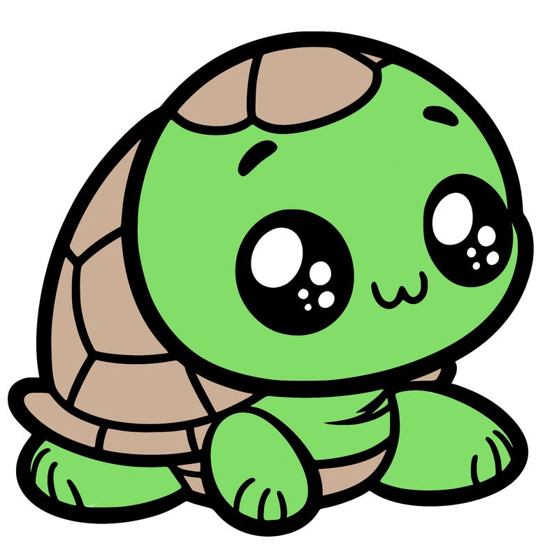 cute little animated turtle