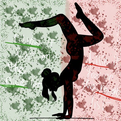 a woman doing a handstand