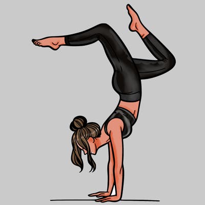 a woman doing a handstand