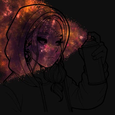 a realistic girl, spray painting