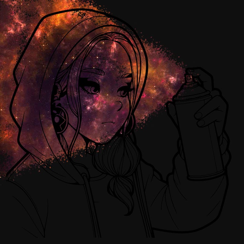 a realistic girl, spray painting