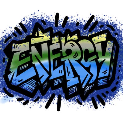 the word "energy" graffiti style