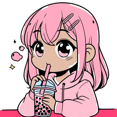 a girl drinking boba