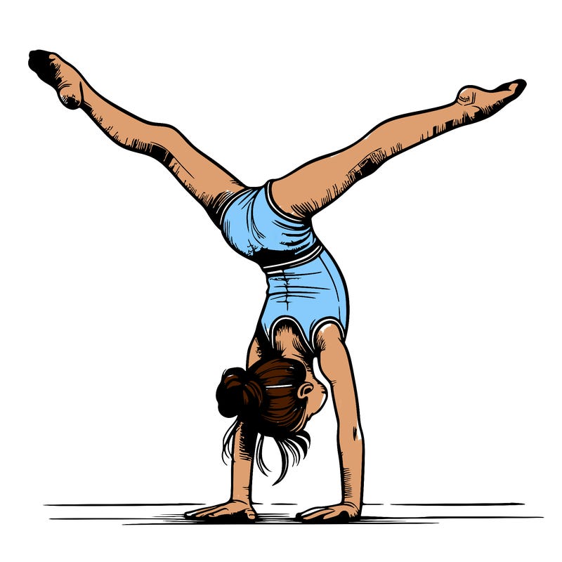 realistic gymnastic hand stand girl in four splits