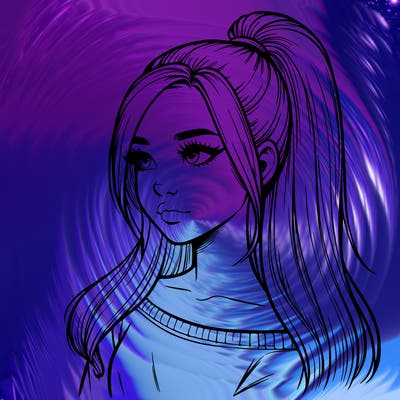 realistic girl with a high ponytail